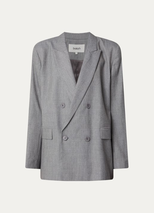 ba&sh Claro blazer in wolblend met klepzakken - voorkant 3 grijsmele