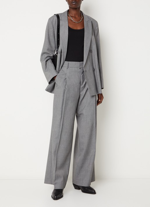 ba&sh Claro blazer in wolblend met klepzakken - voorkant 4 grijsmele