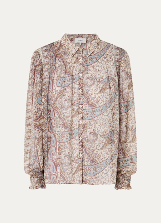 ba&sh Cleo blouse met print - voorkant beige