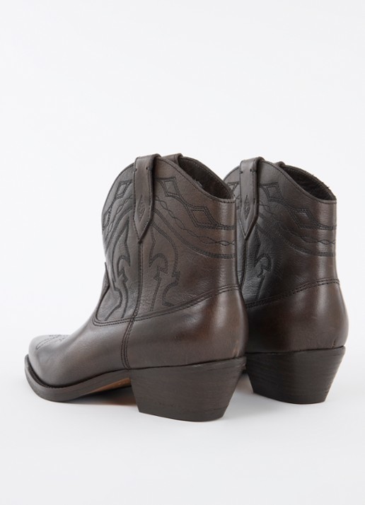ba&sh Clyde cowboylaars van leer met doorgestikte details - achterkant donkerbruin