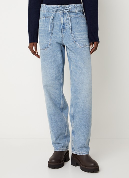ba&sh Cocy high waist straight fit jeans met lichte wassing - detail indigo