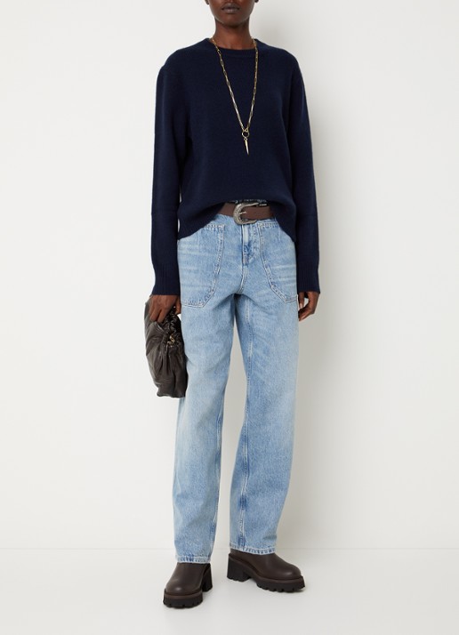 ba&sh Cocy high waist straight fit jeans met lichte wassing - voorkant 4 indigo