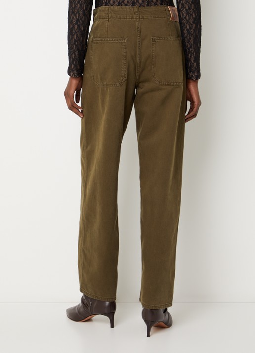 ba&sh Cocy mid waist straight fit jeans met steekzakken - achterkant bronsgroen