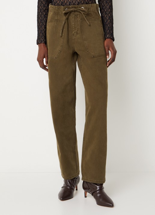ba&sh Cocy mid waist straight fit jeans met steekzakken - detail 4 bronsgroen