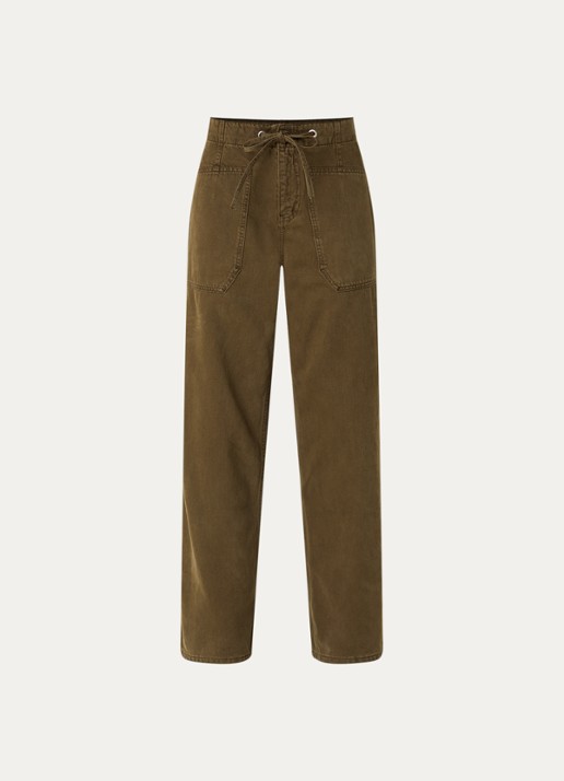 ba&sh Cocy mid waist straight fit jeans met steekzakken - voorkant 2 bronsgroen