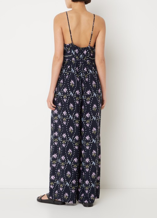 ba&sh Combinaison wide fit jumpsuit met print - achterkant 4 donkerblauw