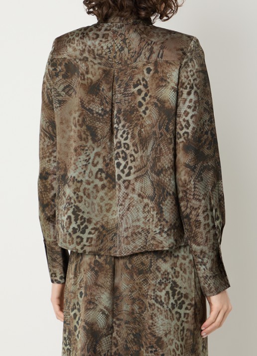 ba&sh Cornelia blouse met dierenprint - achterkant 4 khaki