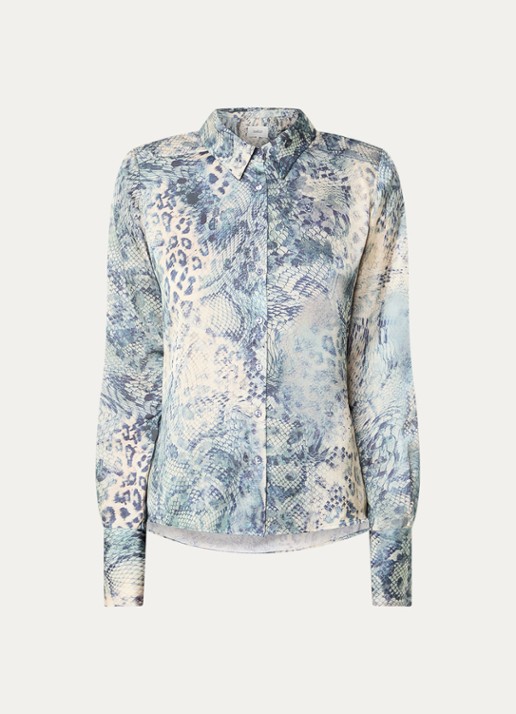 ba&sh Cornelia blouse met dierenprint - voorkant 2 blauw