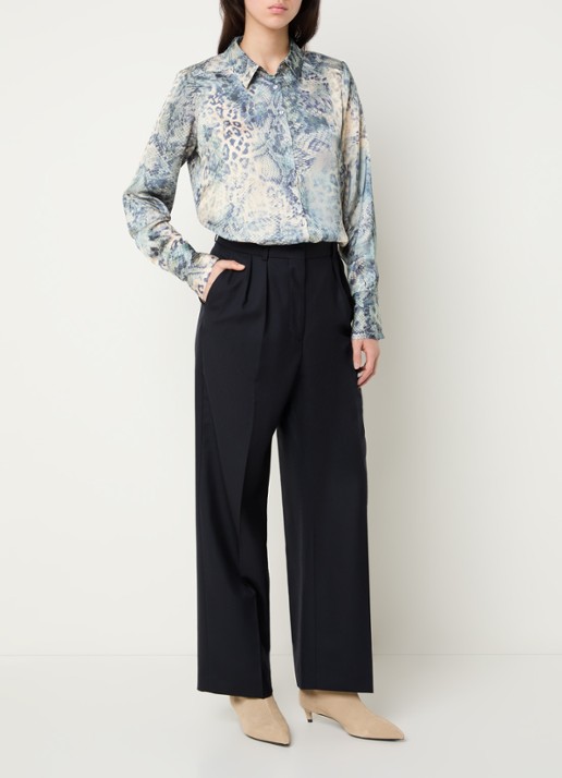 ba&sh Cornelia blouse met dierenprint - voorkant 3 blauw