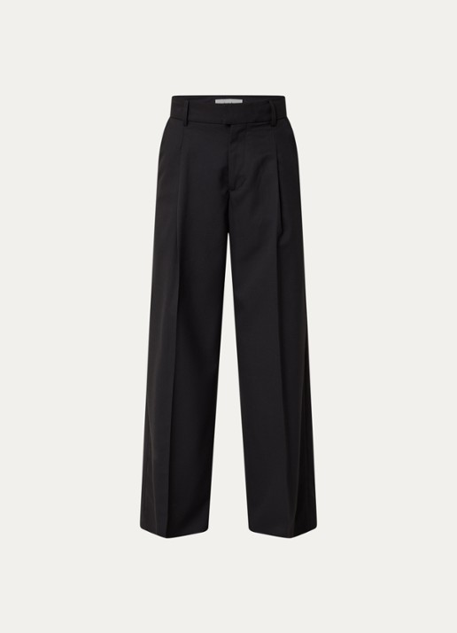ba&sh Cravy high waist wide fit broek in wolblend - voorkant 2 zwart
