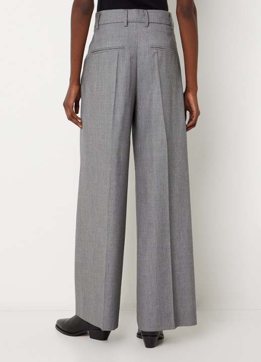 ba&sh Cravy high waist wide fit broek in wolblend - achterkant 2 grijsmele