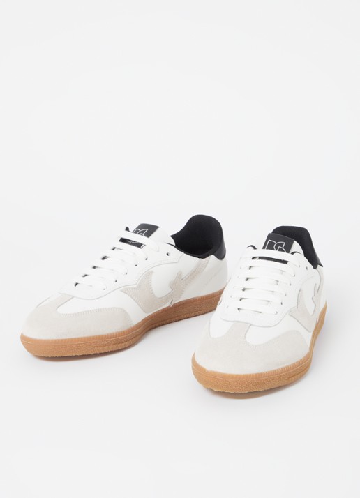 ba&sh Crew sneaker van leer met suède details - detail 2 gebroken wit