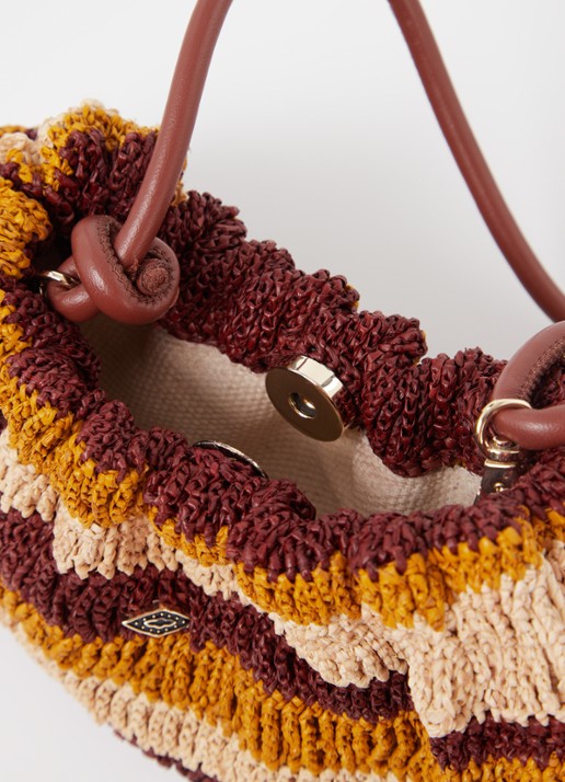 ba&sh Crossbodytas van raffia met leren details - detail 2 bruin