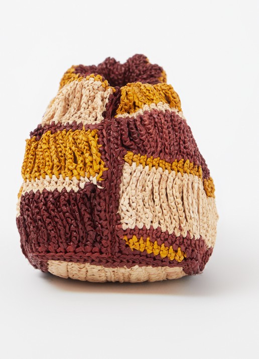 ba&sh Crossbodytas van raffia met leren details - detail 3 bruin
