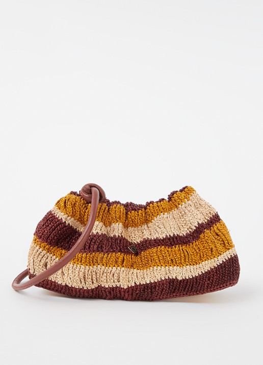 ba&sh Crossbodytas van raffia met leren details