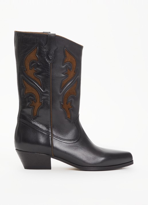 ba&sh Curtis cowboylaars van leer met details van suède