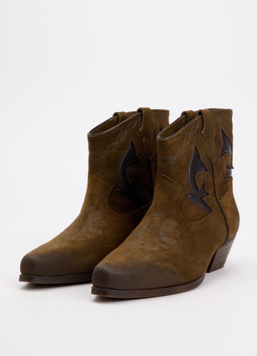 ba&sh Curtis cowboylaars van suède met details van leer - detail 2 bruin