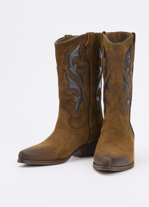 ba&sh Curtis cowboylaars van suède met details van leer - detail bruin