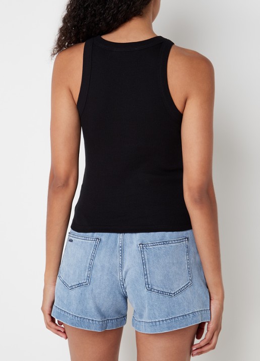 Ba&sh Cynda tanktop met ribstructuur - achterkant 2 zwart