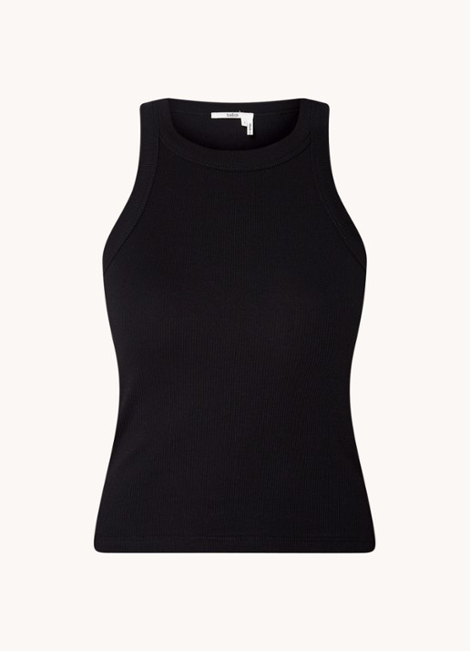 Ba&sh Cynda tanktop met ribstructuur - voorkant 3 zwart