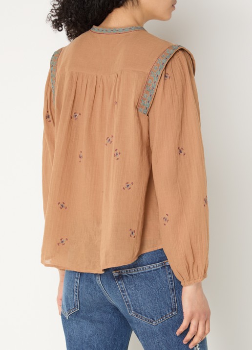 ba&sh Dalila blouse met borduring - achterkant 2 camel