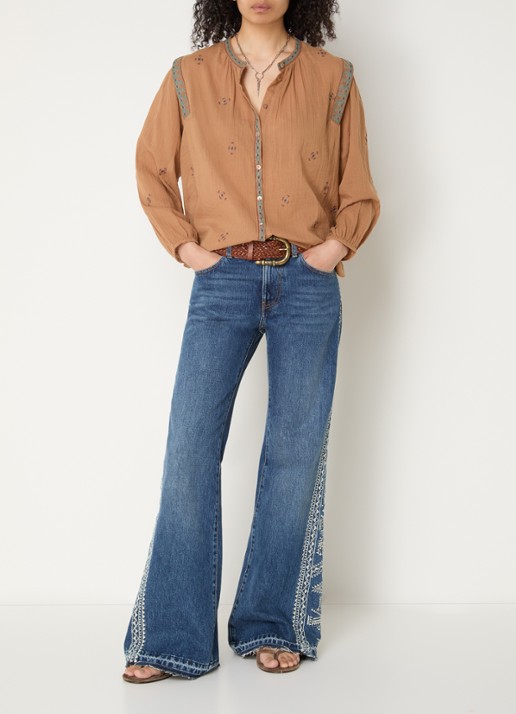 ba&sh Dalila blouse met borduring - voorkant 4 camel