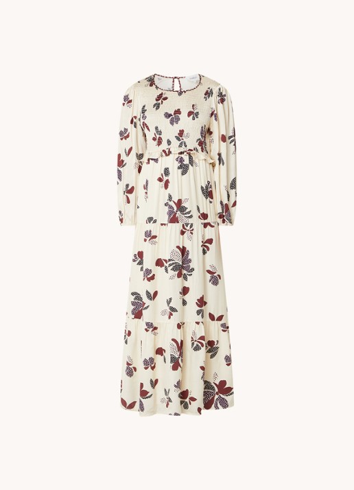 ba&sh Daya maxi jurk met print - voorkant 3 gebroken wit
