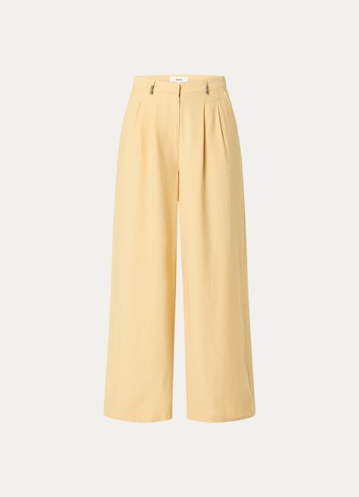 ba&sh Deana high waist wide leg pantalon met steekzakken - voorkant 2 geel