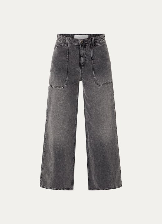 ba&sh Dellou high waist wide jeans met gekleurde wassing - voorkant 2 middengrijs