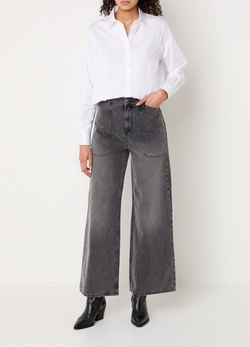 ba&sh Dellou high waist wide jeans met gekleurde wassing - voorkant 3 middengrijs