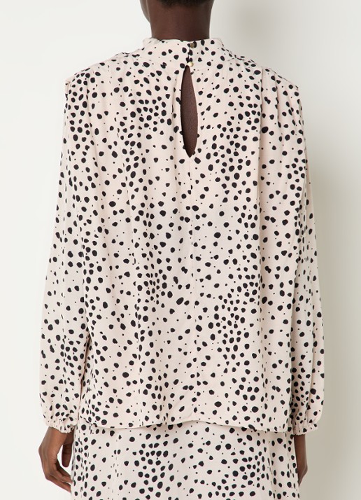 ba&sh Delphine top met stippenprint en asymmetrisch detail - achterkant gebroken wit