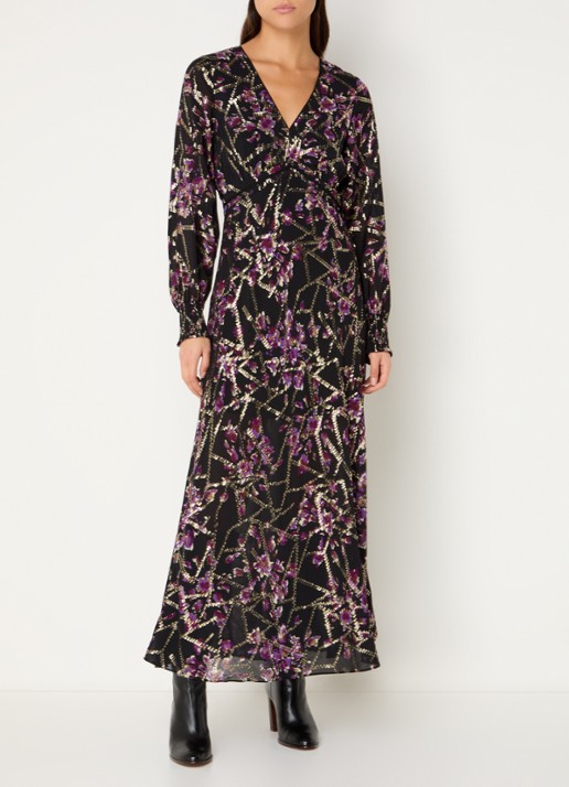ba&sh Desir maxi tuniekjurk in zijdeblend met print en lurex