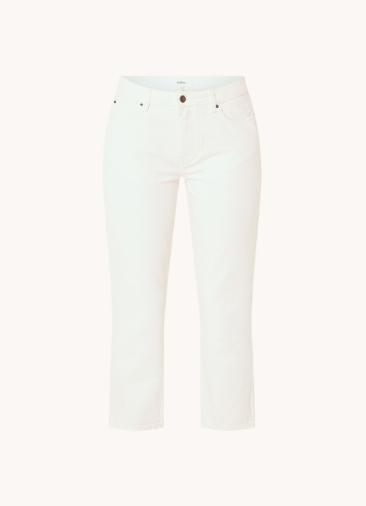 Ba&sh Devon high waist cropped straight leg jeans met gekleurde wassing - voorkant gebroken wit