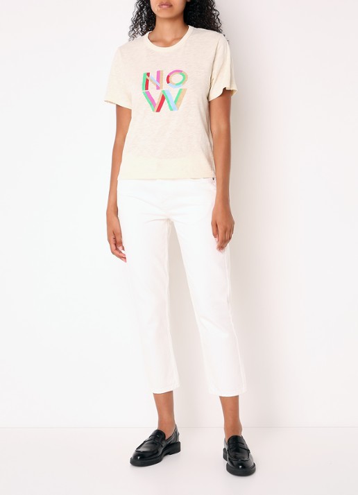 Ba&sh Devon high waist cropped straight leg jeans met gekleurde wassing - voorkant 2 gebroken wit