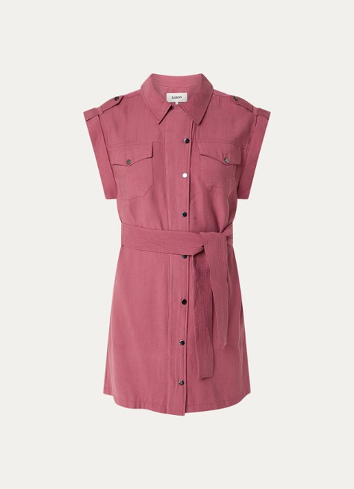 ba&sh Diala mini blousejurk met ceintuur - voorkant donkerroze