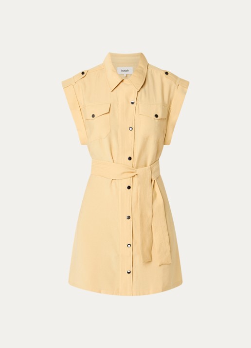 ba&sh Diala mini blousejurk met ceintuur - voorkant geel