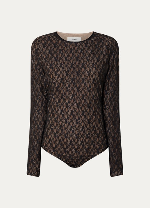 ba&sh Dita body van kant met ronde hals - voorkant 3 zwart