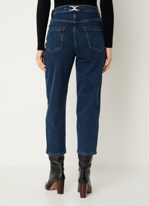 ba&sh Dona high waist cropped slim fit jeans met donkere wassing - achterkant 5 indigo