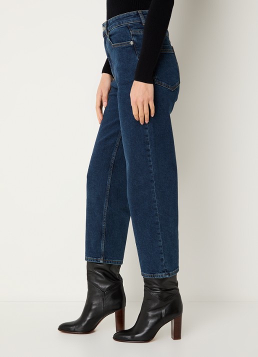 ba&sh Dona high waist cropped slim fit jeans met donkere wassing - detail 4 indigo