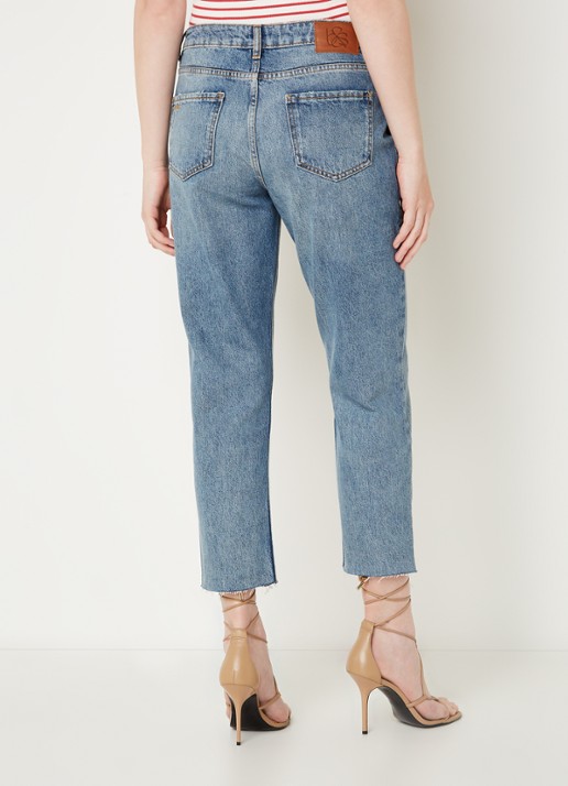 Ba&sh Elly high waist tapered fit cropped jeans met verwassen afwerking - achterkant 3 indigo