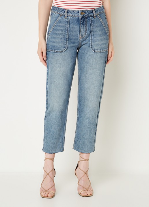 ba&sh Elly high waist tapered fit cropped jeans met verwassen afwerking