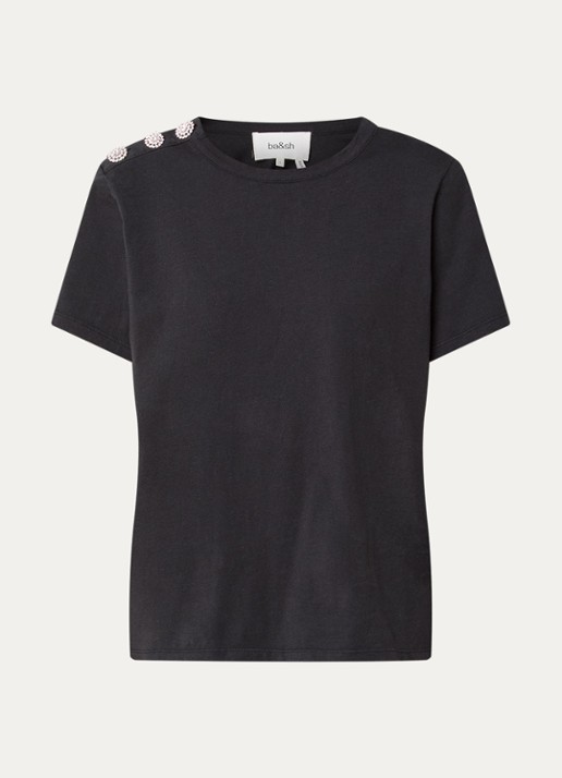 ba&sh Elmer T-shirt met sierknopen - voorkant 3 antraciet