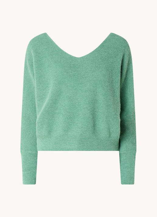 ba&sh Elsa grofgebreid vest in alpaca wolblend met V-hals - voorkant 3 mint