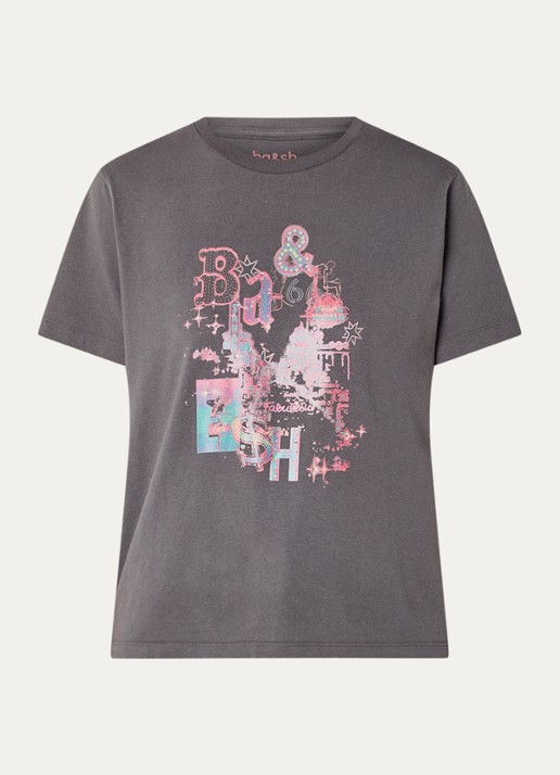 ba&sh Erave T-shirt met logoprint - voorkant 2 antraciet