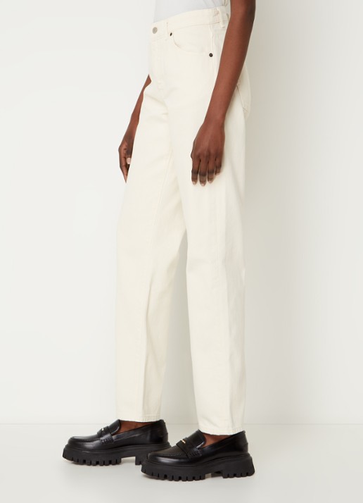 ba&sh Erell high waist straight leg jeans met gekleurde wassing - detail 4 gebroken wit