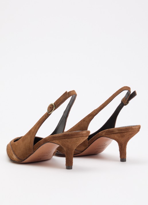 ba&sh Escarpins Casta slingback van suède - achterkant 2 bruin
