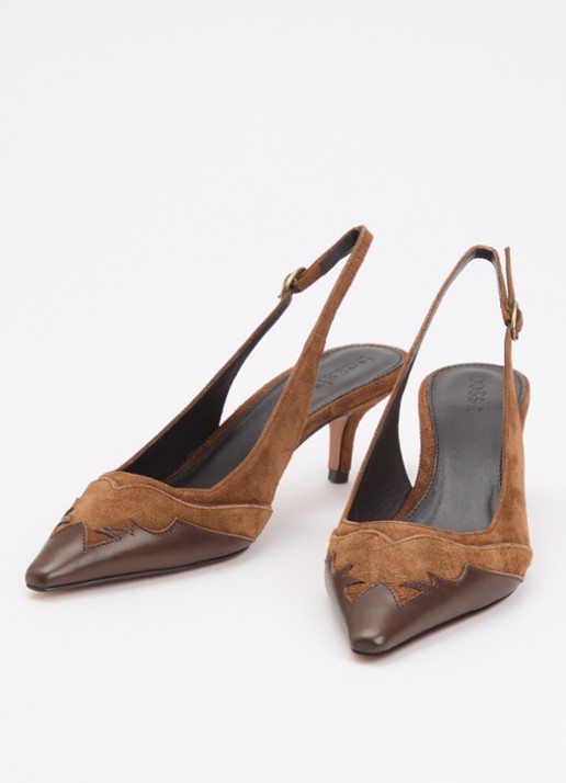 ba&sh Escarpins Casta slingback van suède - detail 3 bruin
