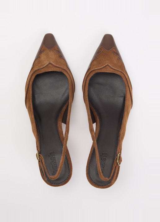 ba&sh Escarpins Casta slingback van suède - detail 4 bruin