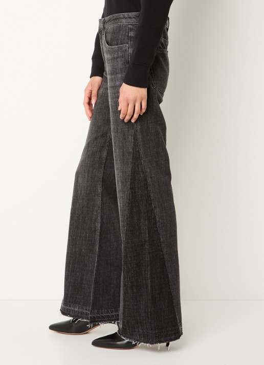 ba&sh Fadou high waist flared jeans met gekleurde wassing - detail 2 donkergrijs