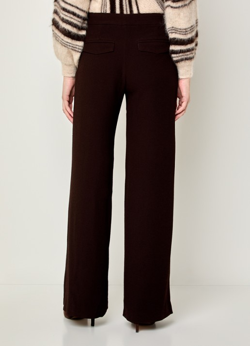 ba&sh Falcon high waist wide fit pantalon met split en sierknopen - achterkant 4 donkerbruin